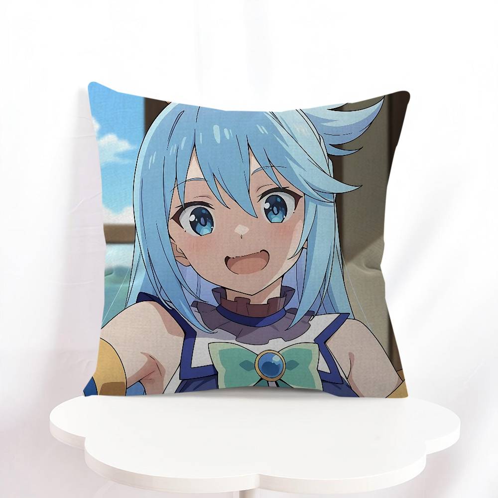 Aqua Konosuba Anime Personalized Picture Text Home Decorative Pillows Household Gifts 45x45cm