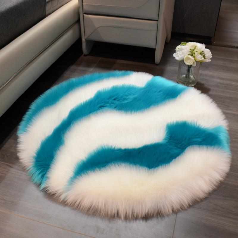 Soft Fluffy Faux Fur Rug Washable Living Room Bedside Shaggy Fur Rugs Plush Small Round Carpets Bedroom Floor Mats