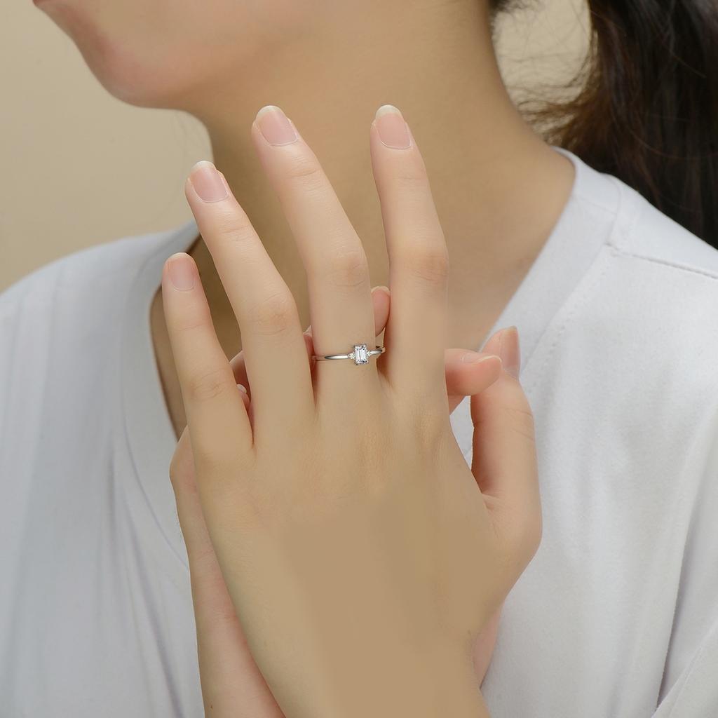 Modian Authentic 925 Silver Classic Charm Emerald Cut Zirconia Finger Rings For Women Hypoallergenic Wedding Jewelry