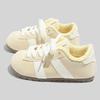 Color Matching Warm Round Head White Shoes Winter Versatile Lace-up Casual Low-top Board Shoes