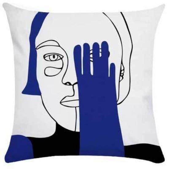 Nordic Pillow Ins Light Luxury Style Pillow Case Retro Art Abstract Blue Pillow Flower Sofa Backrest