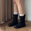 British Style Ankle Boots New Autumn Retro Belted High-Cut Knight Boots Fashionable Versatile Polyurethane Insole Fashion Boots