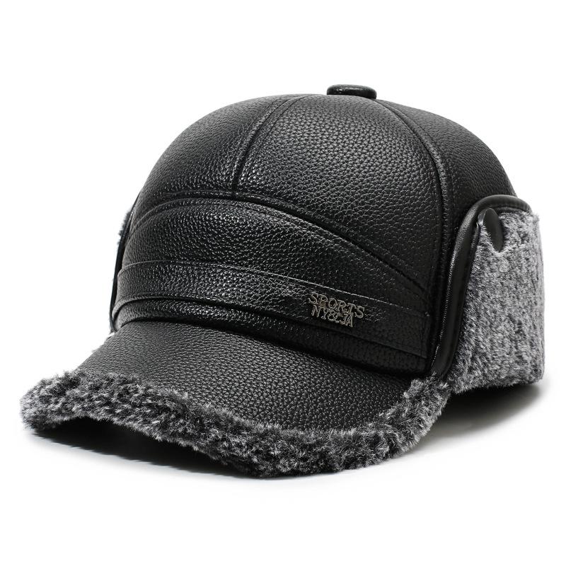 

Men s Autumn Winter Warm Ear Protection Woolen Hat Middle-Aged and Elderly Cotton Hat Dad s Hat Cold-Proof Cap