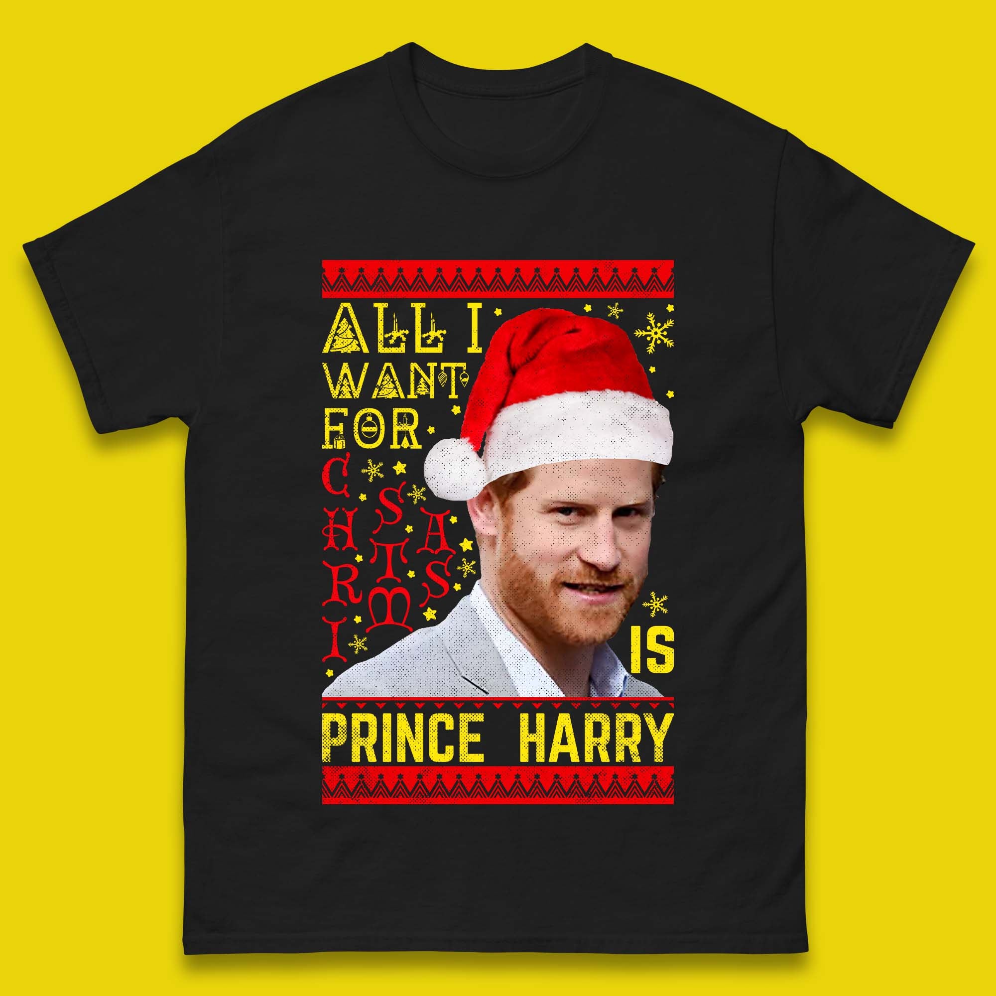 Prince Harry Christmas Mens T-Shirt Womens Tops Tees XL