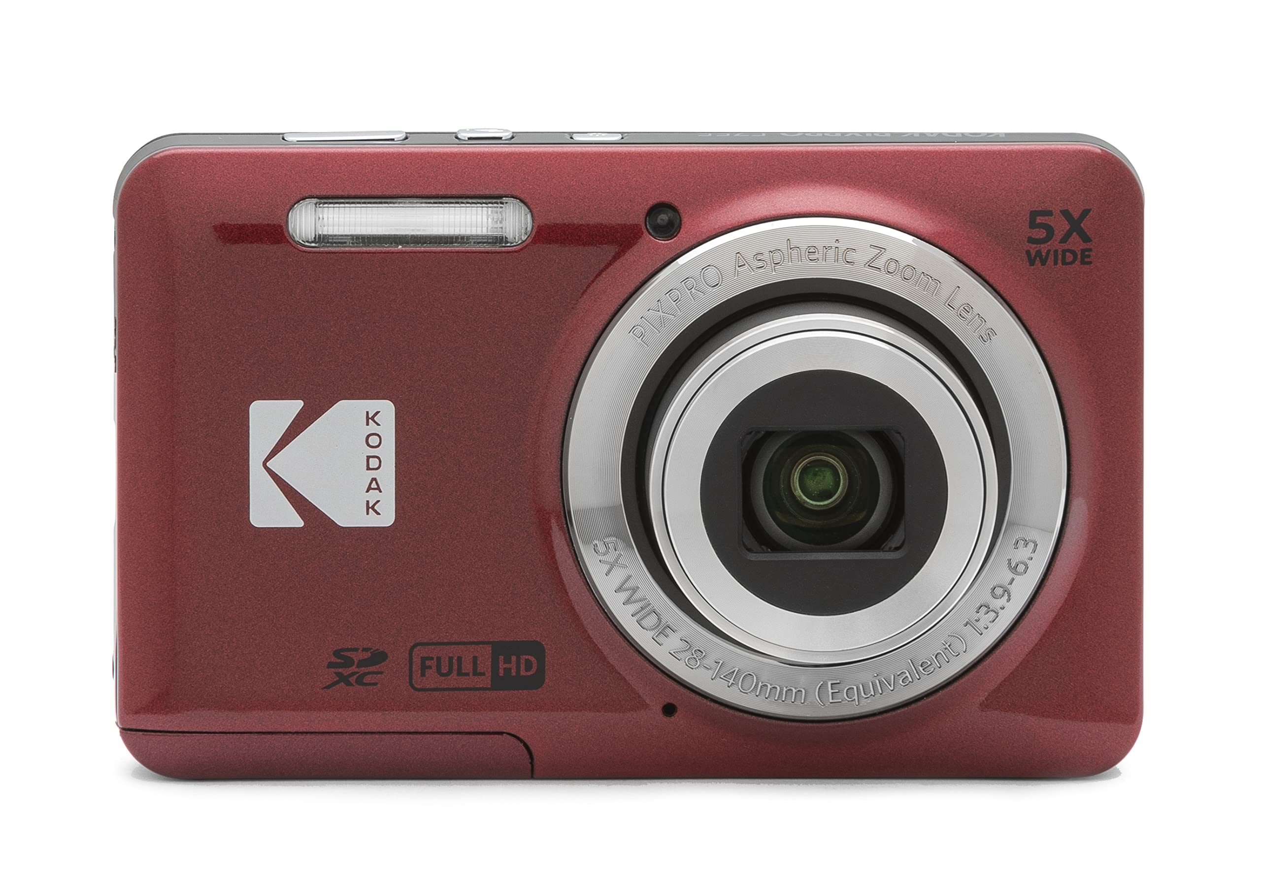 

KODAK PIXPRO Проста у використанні Zoom FZ55-RD 16MP цифрова камера 5x оптичний зум ширококутний 28 мм 2,7 дюймовий РК-екран (Червоний)