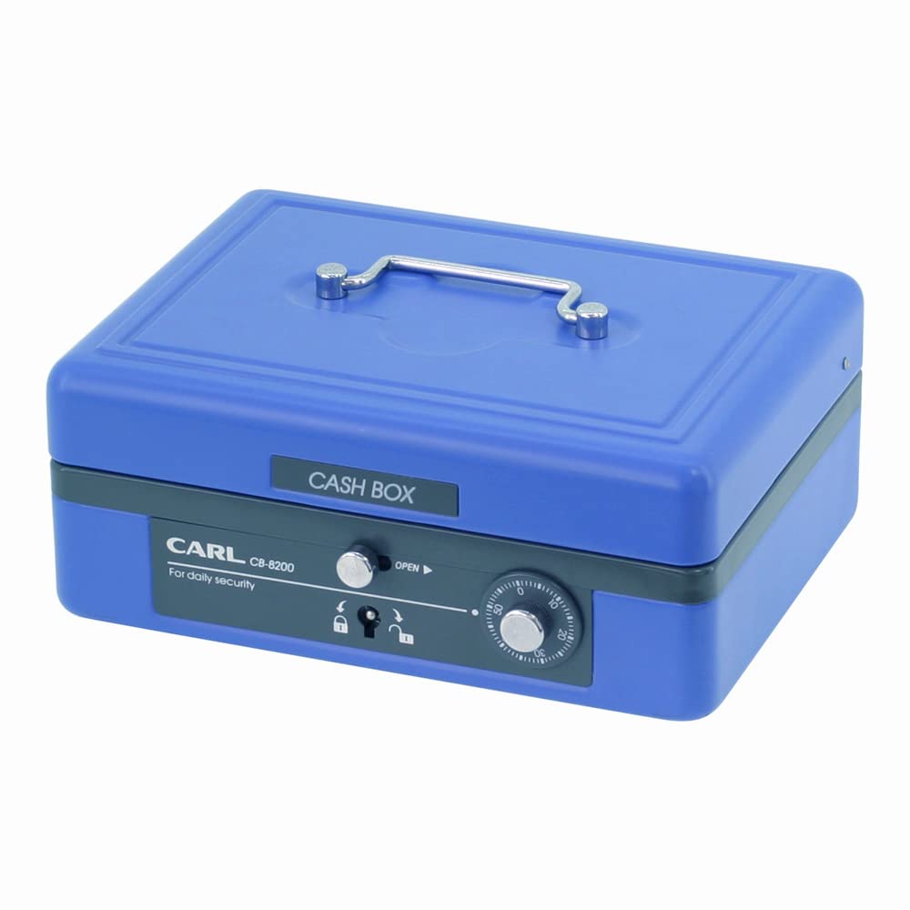 Carl Office Equipment Small Handheld Safe, Cash Box, A6, Blue, CB-8200-B