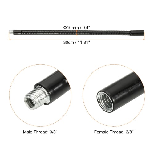 PATIKIL 12" Gooseneck 3/8" Female-Male Thread Metal Universal Hose Flexible Arm Gooseneck Tube Extension Holder for Action Cameras, Phones, and Microp