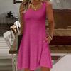 Women’s Casual Sleeveless V Neck Dress Loose Fit Solid Tank Dress Soft Lightweight Relaxed Summer Sundress with Pockets