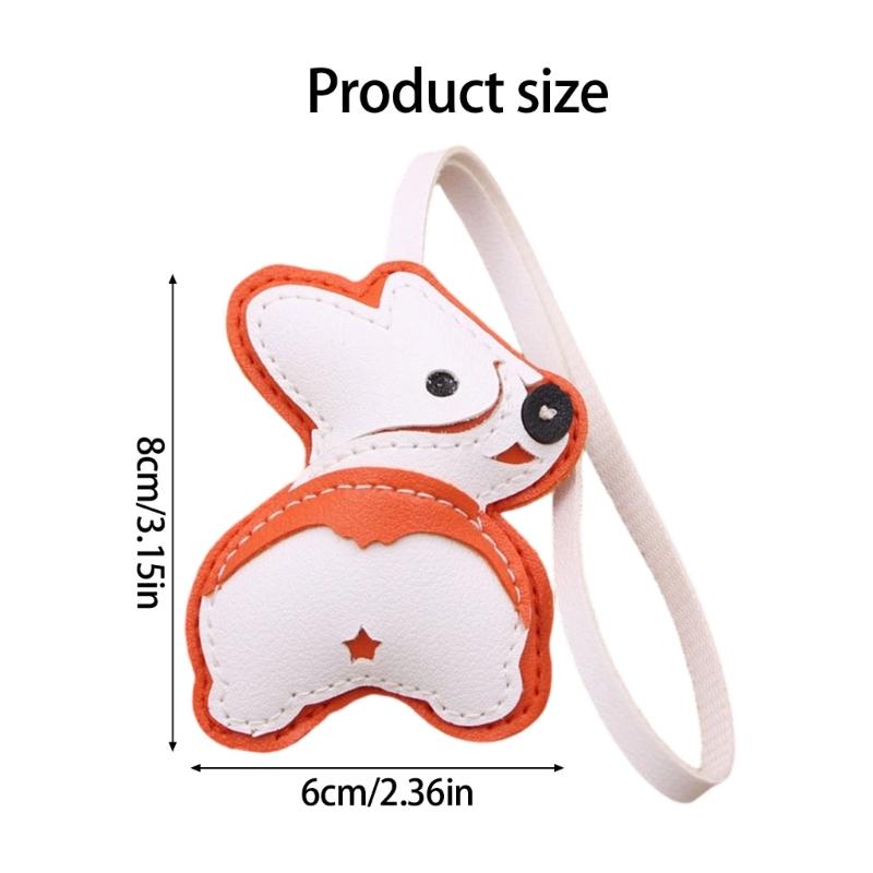 PU Leather Corgi Keychain Cute Dog Accessory Decoration Lightweight PU Craft Pendant For Daily Bag Styling