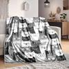 1Pc Abstract Cat Blanket Soft And Comfortable Casual Warm Camping Travel Christmas Halloween Xmas Gift M924183
