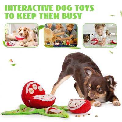Hide Seek Plush Dog Toy Orange Watermelon Squeaky Plush Toy 3-In-1 Interactive Small Medium Dog Plush Sniffing Mat with Crinkle Paper