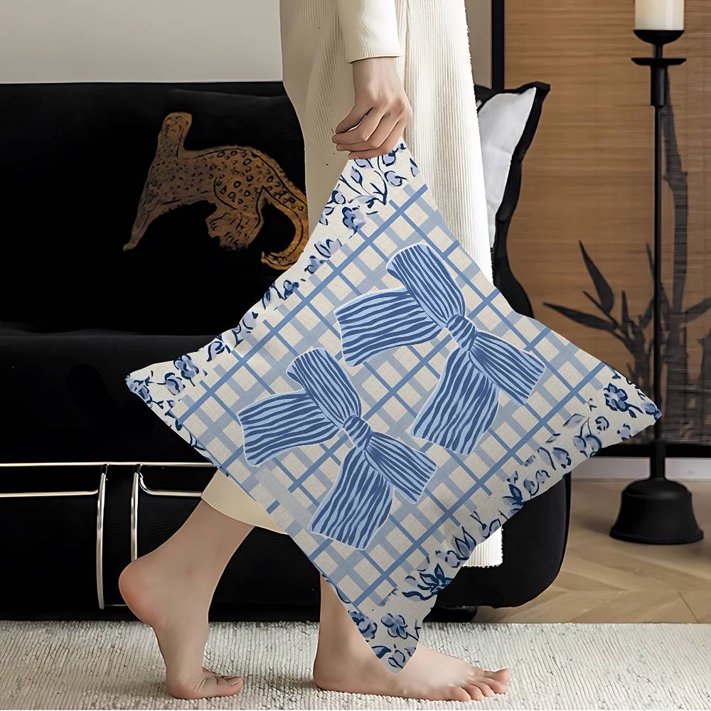 Simple INS Blue Bow Stitch Lucky Dragon Pillow Cover Sofa Cushion Cover Home Room Decoration Children Gift