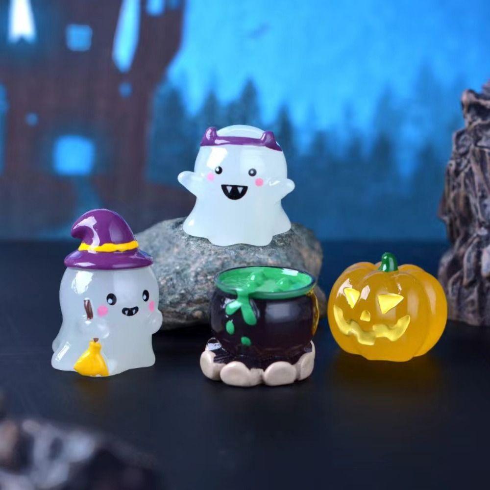 DIY Halloween Ghost Miniatures Pumpkin Ghost Ornament Halloween Luminous Ornament  Party Props
