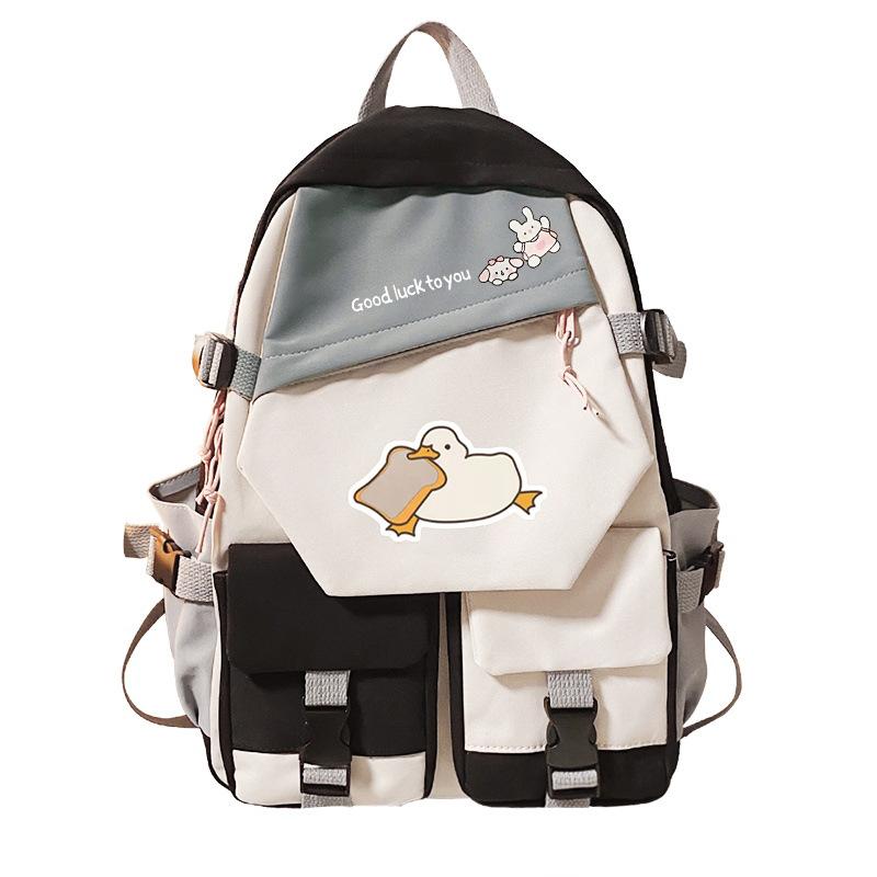 Goose Personalized Printing Korean Version Of Student Schoolbag Campus Color Matching Versatile Casual Backpack Trend