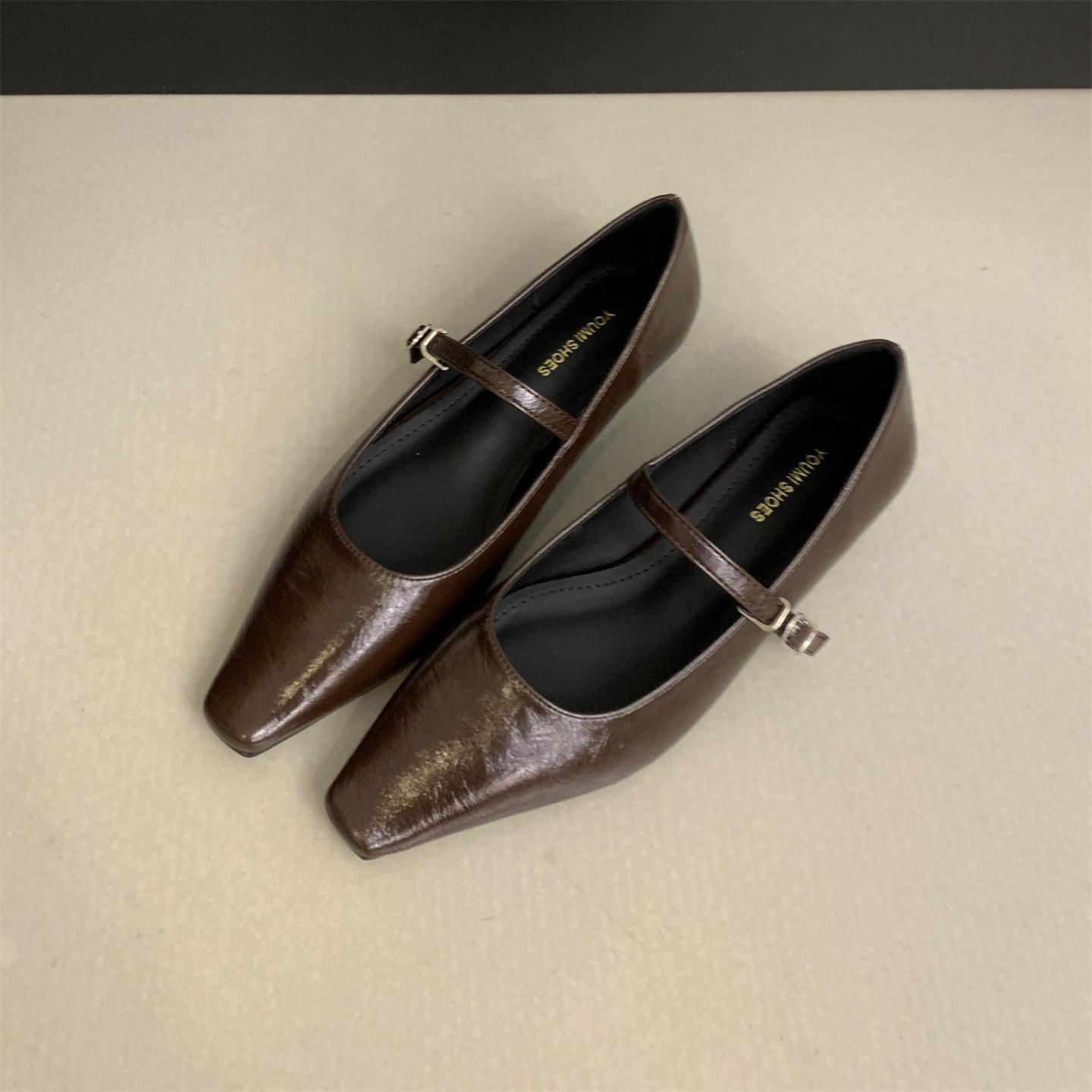 

French evening breeze temperament commuter single shoes girl 2025 autumn new Korean version fairy thick low heel Mary Jane small leather shoes 39