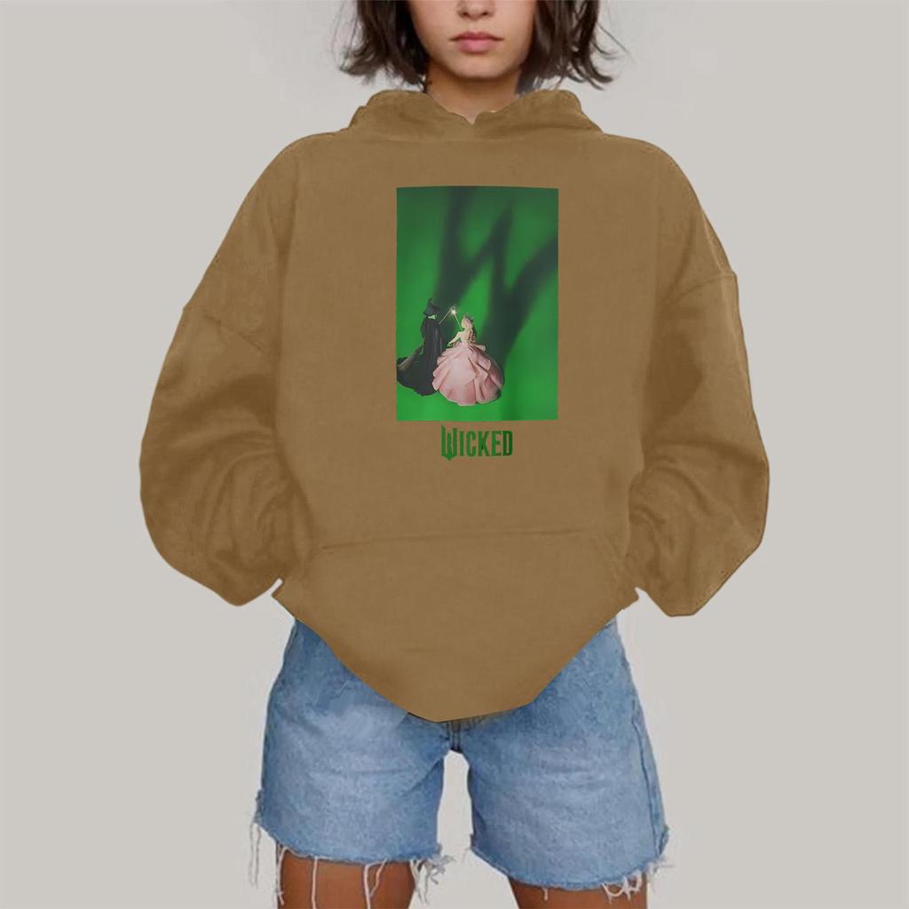 Dámská módní ležérní mikina s kapucí, dlouhým rukávem a potiskem