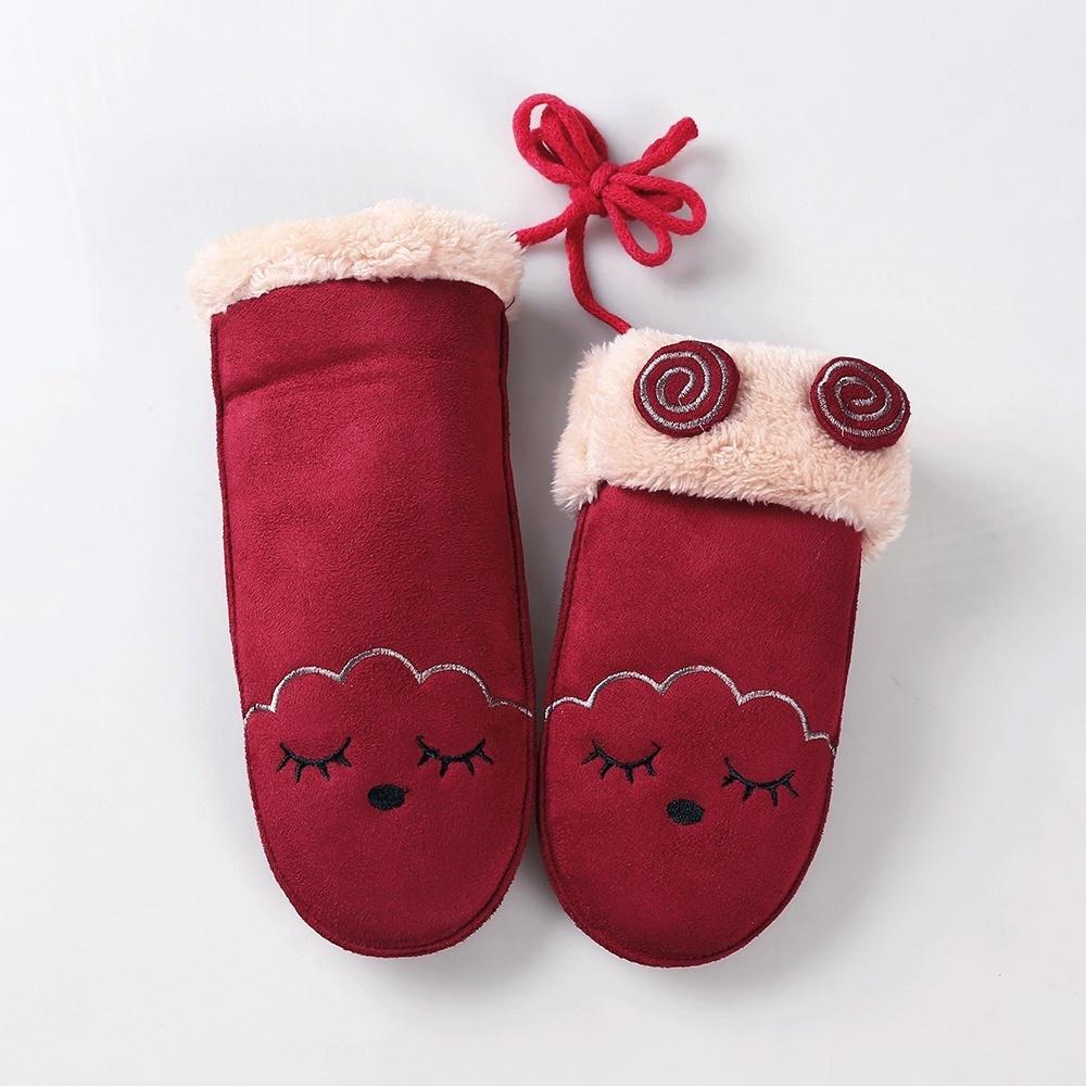 1 Paar Unisex Fäustlinge Verdickt Vollfinger Winter Warm Kinderhandschuhe Wildlederimitat Cartoon Tier