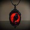 Gothic Crow Cross Miko Halloween Pendant Necklace for Women Men Accessories Gift