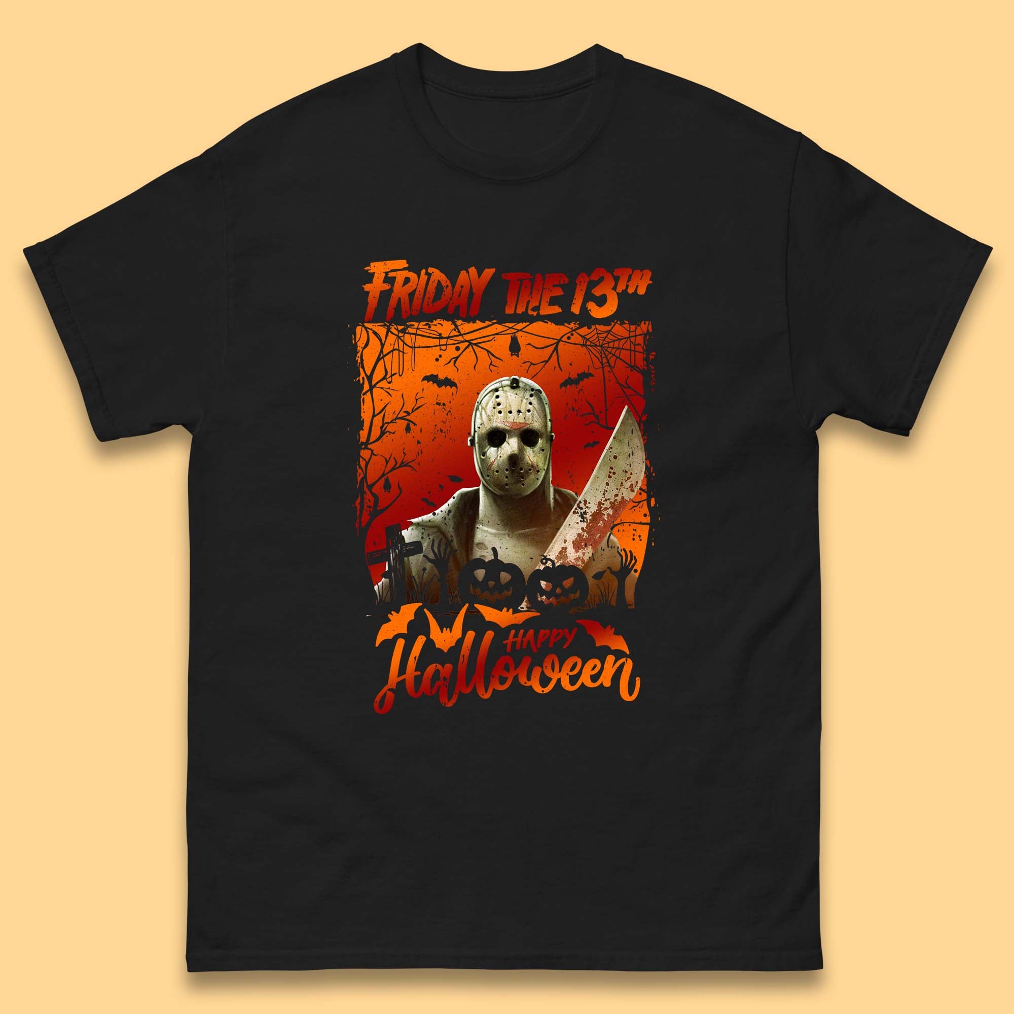Friday The 13th Happy Halloween Jason Voorhees Halloween Horror Movie Character Mens Tee Top 2XL