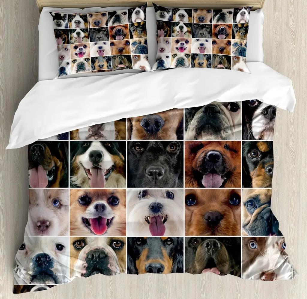 Cute Chihuahua Dog Duvet Cover Set,Girl Chihuahua Fashion Glasses Ribbons Puppy,Bedding Sets Twin Single King Size,Pale Pink