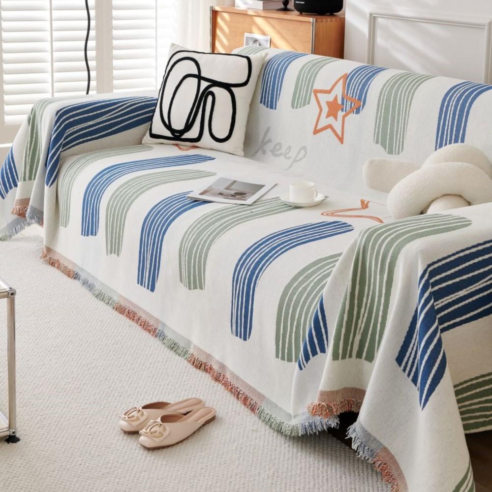 Rainbow Sugar Throw Blanket Single Four Season Chenille Sofa Cover Dust Anti-cat Scratch Protection Cover Sofa Blanket Mat