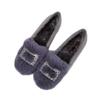 Winter rhinestone fluffy shoes women's new fashionable versatile flat-bottomed lazy people wear one-pedal Doudou shoes