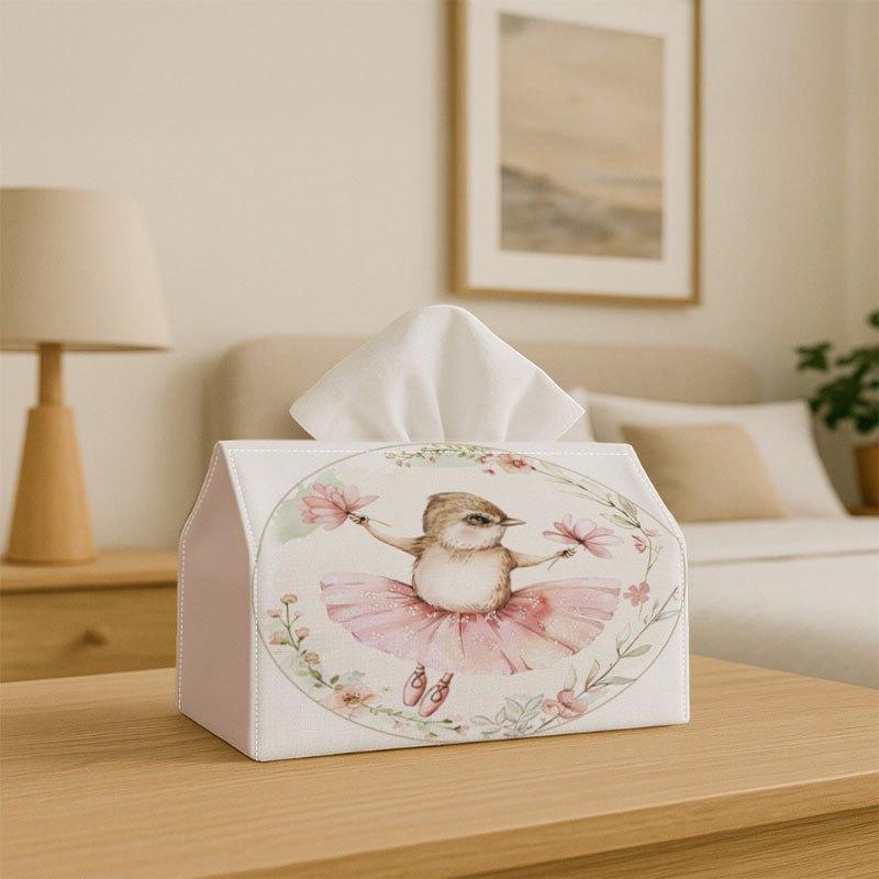 1pc Ballerina Bird Tutu Tissue Box Cover with Hinged Lid - Ballet Slippers Decorative Storage Box, Durable Easy-Clean Fabric Suitable For, Room, Easte