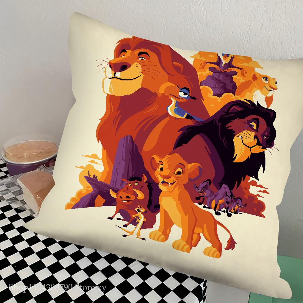 Kreslený Král lev Povlak na polštář Módní čtvercový povlak na polštář Ložnice Pohovka Místnost Ins Dekorace Volný povlak na polštář 40x40