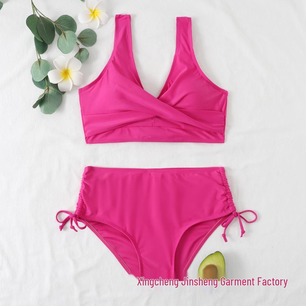 Solid Color European and American Two-Piece Bikini Swimwear Set