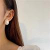 Silver Needle Retro Court Style Cat's Eye Oval Stud Earrings - Elegant, Artistic, and Girly.