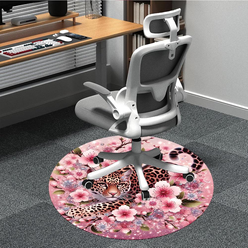 

1pc Leopard Blossom Floral Print Chair Carpet for Office, Non-slip, Soft and Durable Office Rug for Decoration, Perfect for Office yy251229114 80cm by 80cm