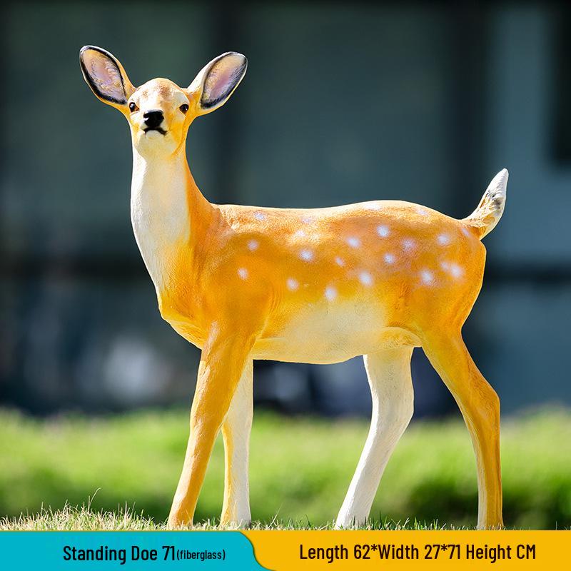 Luminous Fiberglass Sika Deer Sculpture for Garden Lawn Decoration