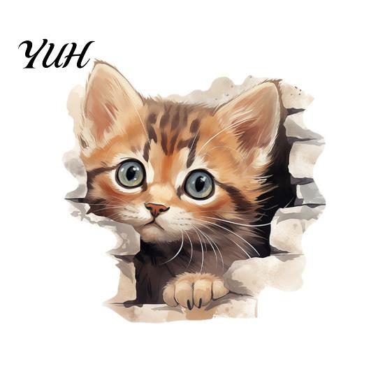 Animal Patterns Sticker Broken Wall Cat Toilet Sticker, Peel And Stick Decor Decals Decal, Removable Waterproof PVC Lid for Bathroom Easy Application