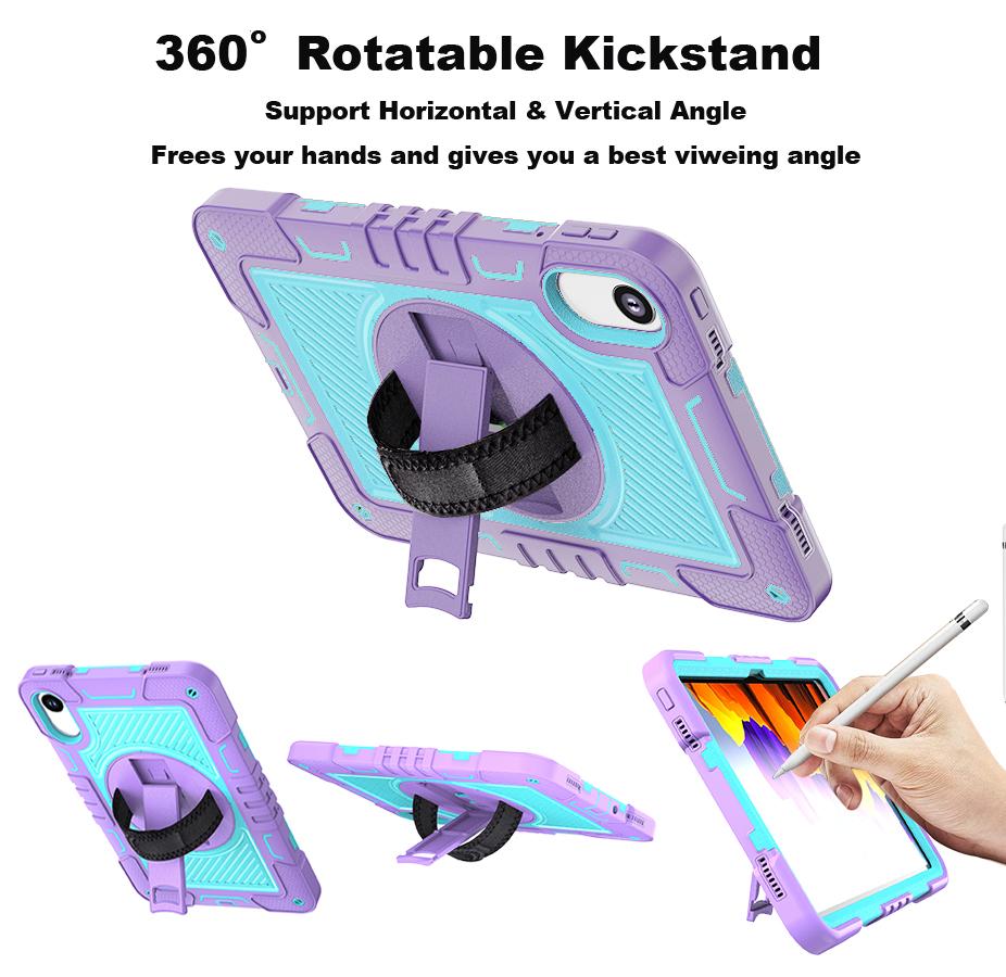 360 Rotating Stand Armor Case for Xiaomi Redmi Pad 2 2025 11 Inch Model 25040RP0AG Hybrid Cover with Shoulder Strap Silicone+PC
