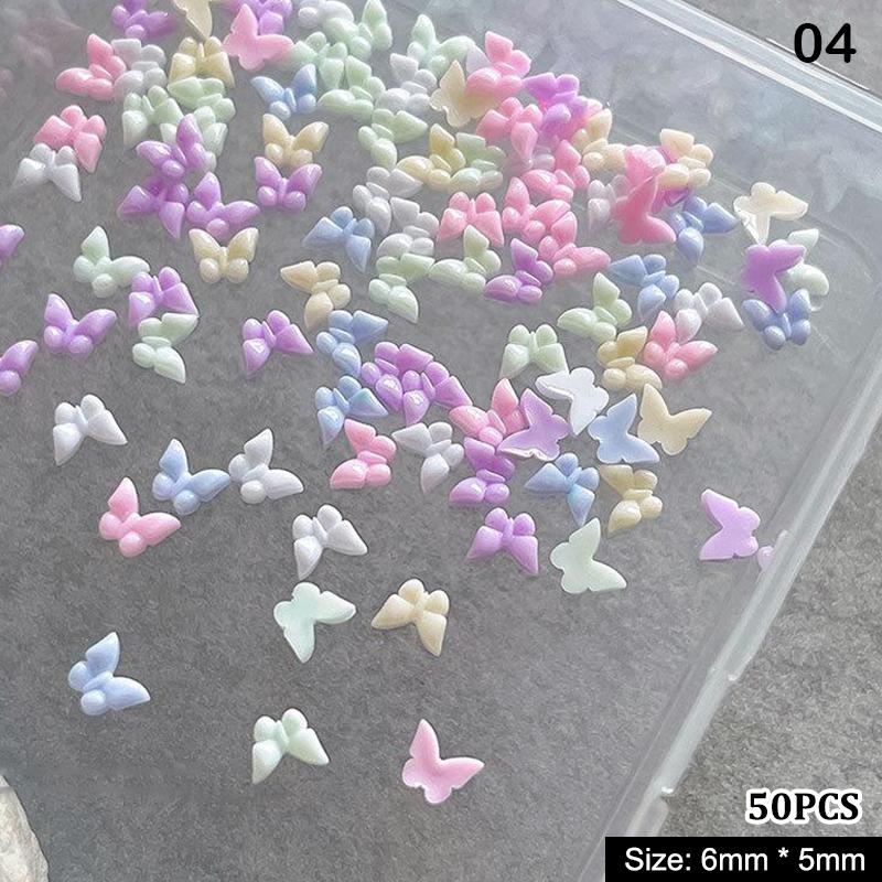 50Pcs Crystal Rhinestones Nail Art Sparkle Butterfly Shapes Charms Jewelry for Luxury 3D Nail Design Accessories