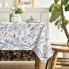 Chinoiserie Seasonal Modern Peacock Flower Pompon Fall Rectangle Tablecloth Dining Room Decor Waterproof Tablecloth For Table