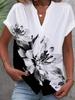 European American Women Printed Long Sleeve Shirt with Wave Collar Summer