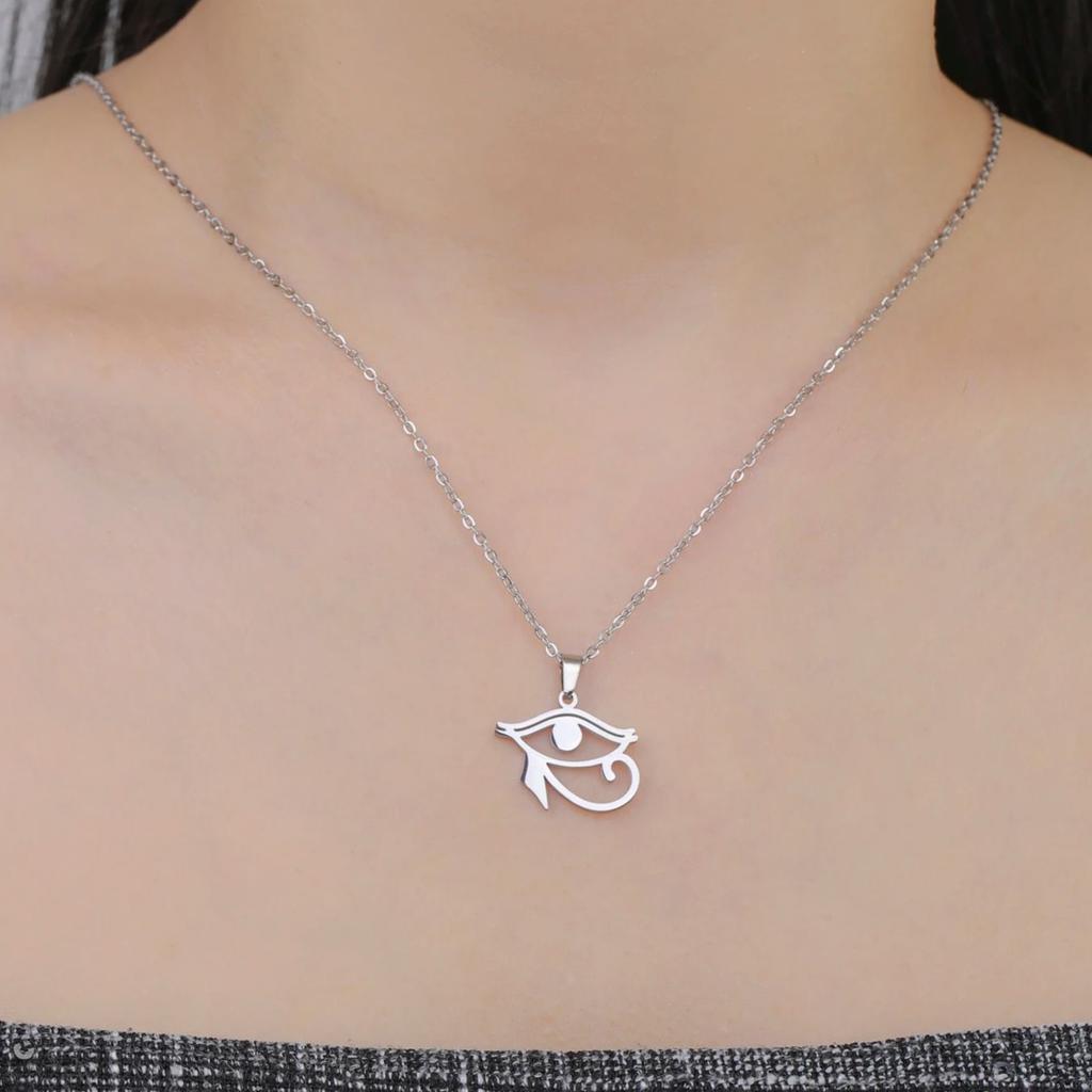 LIKGREAT Egyptian Eye of Horus Ankh Cross Protection Necklace for Women Men Stainless Steel Celtics Knot Amulet Jewelry