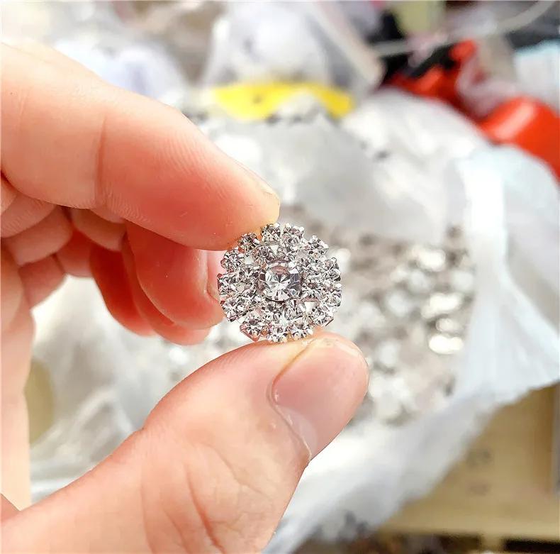 10PCS Handmade Vintage Metal Decorative Buttons Crystal Pearl Flower Center Alloy Flatback Rhinestone Buttons Craft Supplies