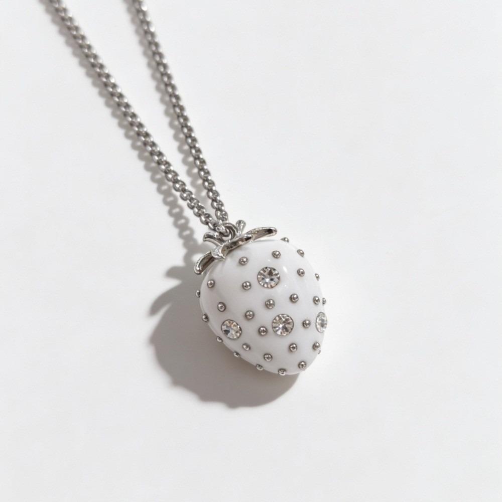 Zircon Strawberry Pendant Necklace Enamel Zircon Pendant Necklace For Women