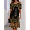 Robe d'été à manches courtes et col rond à la mode pour femmes