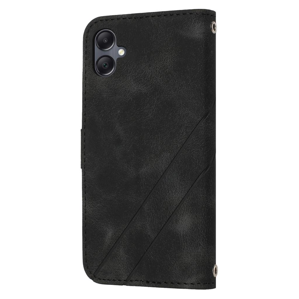 For Samsung Galaxy A07/A06 4G/5G Case Imprinted Line Leather Phone Cover with Handy Strap