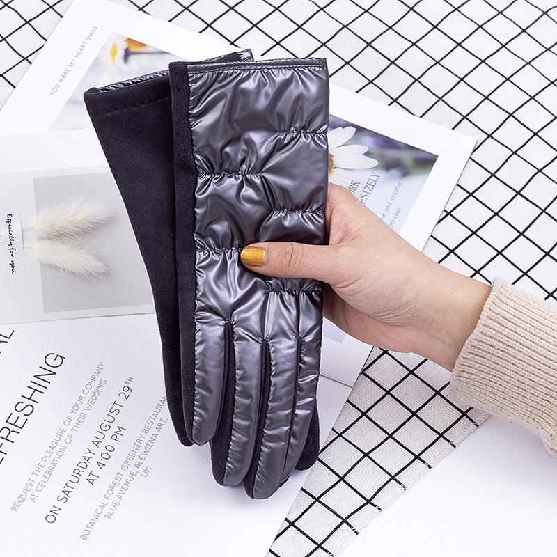 Women Gloves Down Cotton Keep Warm Winter Female Waterproof Thermal Fleece Lined Touch Screen Non-slip Riding Motorbike