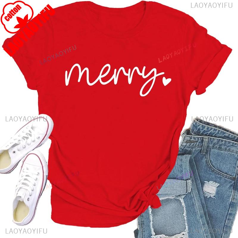 Christmas Shirts for Women Christmas Tshirt for Parties Crew Neck Short Sleeve Cotton Top All Seasons Casual Fashion Soft Ideal S