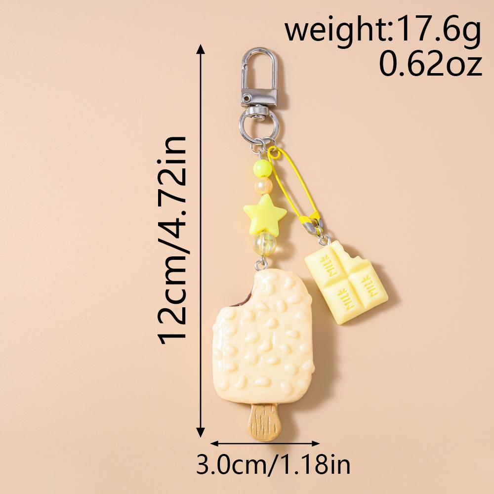 New Simulation Popsicle Ice Cream Keychain Chocolate Key Ring Pendant for Women Girls Handbag Decor DIY Kid's Jewelry Gifts