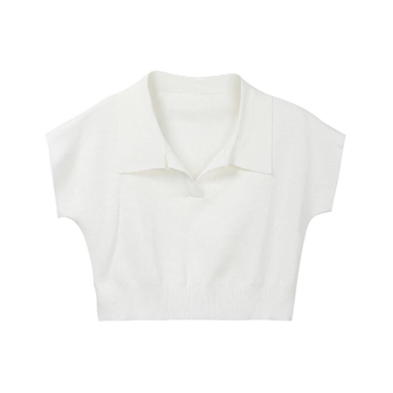 Eenvoudig aansluitend kortarmig POLO shirt korte gebreide trui revers T-shirt top dames nieuw zomer Koreaanse versie trend