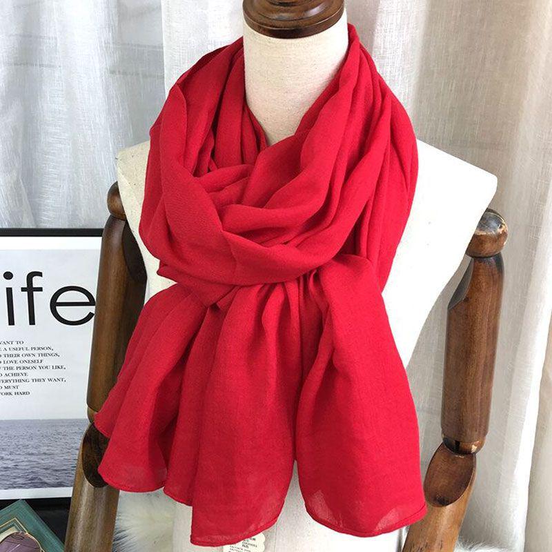 

Women s Versatile Long Scarf - Thin Cotton Linen, Lake Blue, Korean Style, Solid Color Shawl for All Seasons