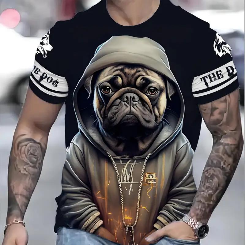 Men's Crew Neck Print Fierce Animal Pattern Oversized Men's Shirt Y2K Style Fashion Breathable Refreshing Short Sleeve