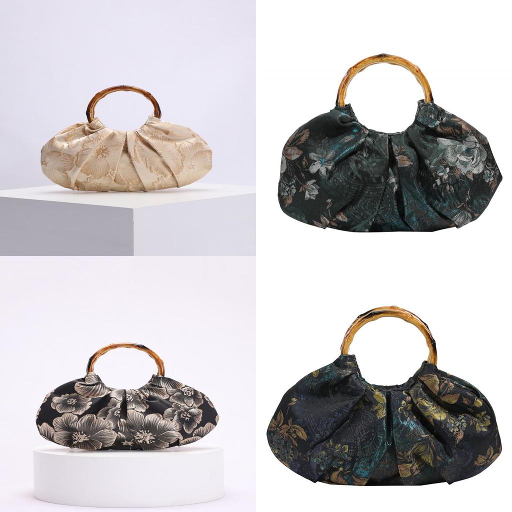Borsa Portatile in Stile Cinese Vintage con Tessuto Jacquard Ricamato per Uso Quotidiano