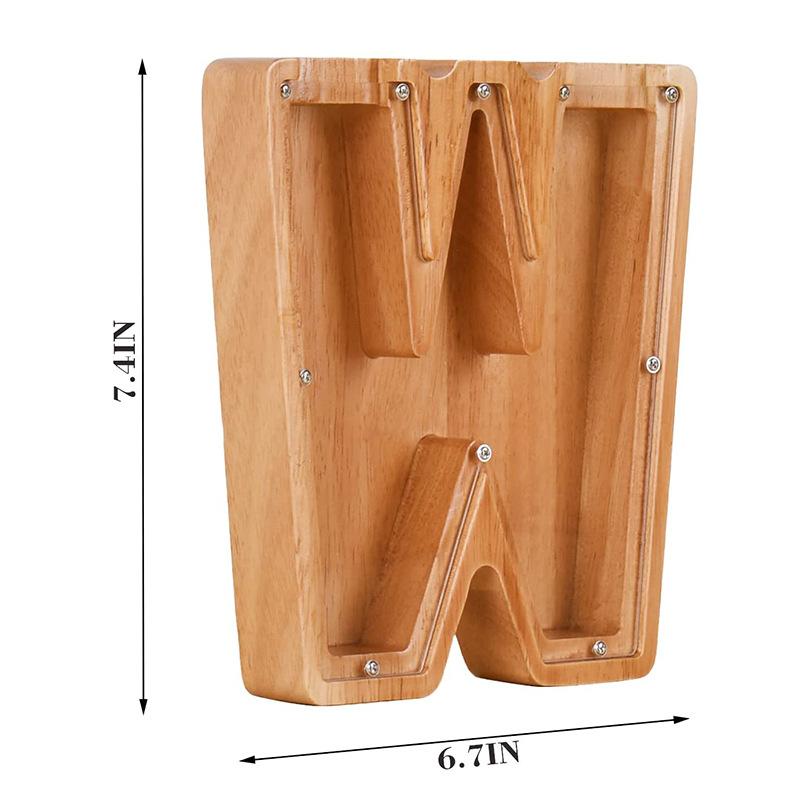 Creative Wooden Piggy Bank Twenty-Six Letter Coin Money Saving Box Storage Customized Name Wood DIY Letter Kids Money Bank Gift